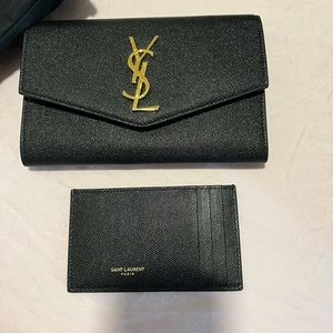 Saint Laurent YSL Gold Chain Wallet Mini Shoulder Bag Black